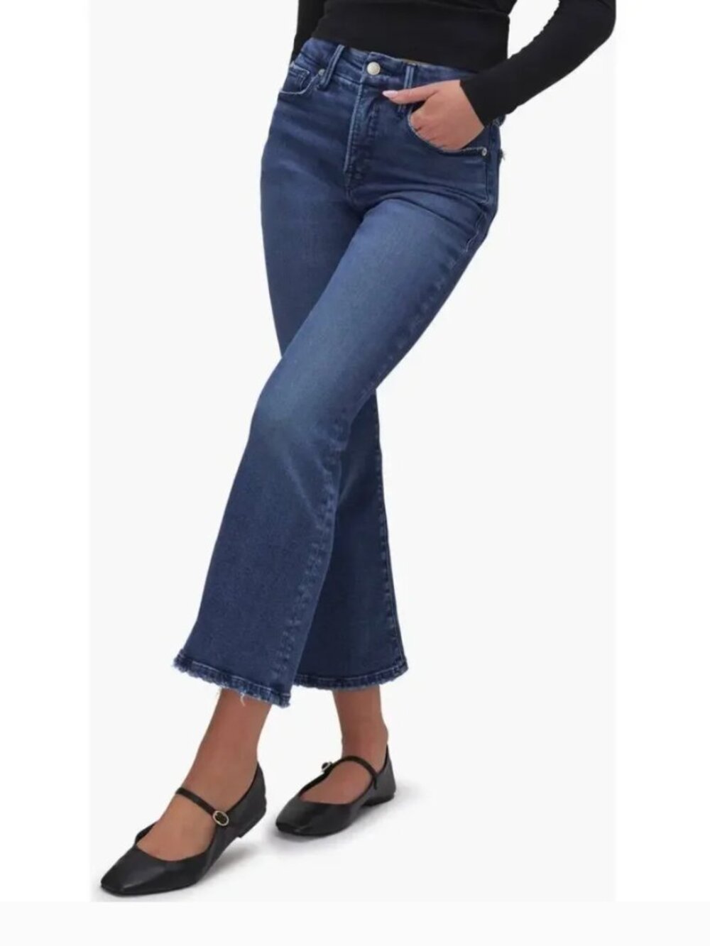 GOOD AMERICAN GOOD LEGS LIGHT COMPRESSION CROPPED MINI BOOT JEANS - SIZE 8 / 29